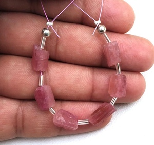 New Arrival Natural Pink Tourmaline Pencil Shape Top <b>Drilled</b> Gemstone Rough 7x10-8x11mm Hole 0.50mm for <b>Jewelry</b> Beads Wholesale - Product Image 4