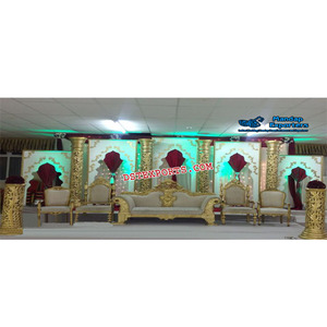 Décoration de scène de mariage asiatique époustouflante, décorations de scène de mariage sri-lankien, ensemble de scène de style moghol, décor d'événement australien - Product Image 1
