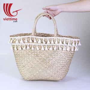 Bolso de mano de algas marinas abierto para mujer, accesorio de moda de verano al por mayor - Product Image 2