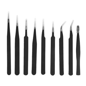 Vente chaude 9 PCS Noir En Acier Inoxydable Cils Pince À Épiler Ensemble Sûr Pince Main Outil D'entretien pour Bijoux DIY OEM ODM Options - Product Image 5
