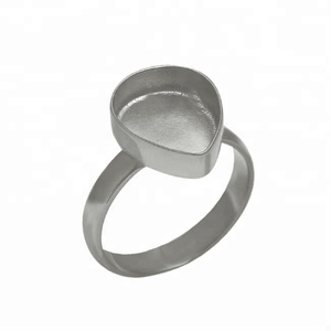 Pear Shape Black Ruthenium <b>Plain</b> <b>Ring</b> Finding Handmade Solid Sterling Silver Jewelry Manufacturer Wholesaler CASA DE PLATA - Product Image 2