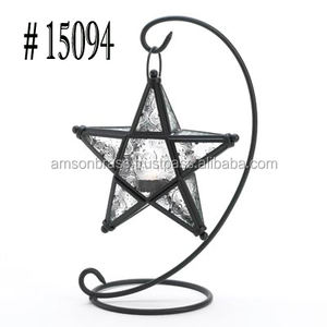 Lanterne à bougie de bureau en métal antique, lanterne décorative en émail coloré pour décoration de salle de bougie, tabouret latéral - Product Image 3