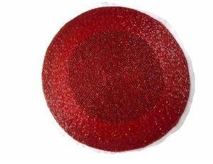 Vente chaude Rouge Deux Tons Rond Perles De Verre Napperon Disponible Dans D'autres Couleurs Et Motifs Vaisselle Tapis De Table - Product Image 2