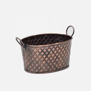 Jardinières d'extérieur en cuivre feuille galvanisée jardinières ovales cylindre carré en cuivre Antique pot de fleurs en glaçure de Style Simple - Product Image 1