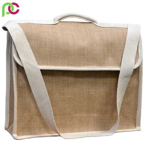 Wholesale Eco-friendly Jute Office <b>Lunch</b> Storage <b>Bags</b> with Long Strap Custom Logo Design - Product Image 2