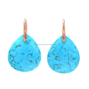 Boucles d'oreilles pendantes en argent sterling avec pierres précieuses turquoise Vermeil Trendy Wedding & Party Gift - Product Image 1