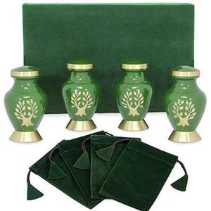 Classic Premium Tree Is Life Keepsake Set <b>of</b> 4 with Velvet <b>Box</b> <b>Pets</b> Metal Brass/Aluminum Cremation Urn <b>for</b> Funeral <b>Ashes</b> - Product Image 3