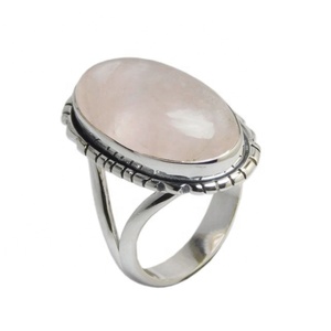 Venta caliente Natural Rose Quartz Gemstone Designer Jewelry 925 Sterling Silver Jewelry Anillos vintage Eternity Vermeil Ring - Product Image 1