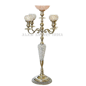 Candelabros de último diseño con tallo de cristal y base de cristal para una hermosa decoración de boda - Product Image 1