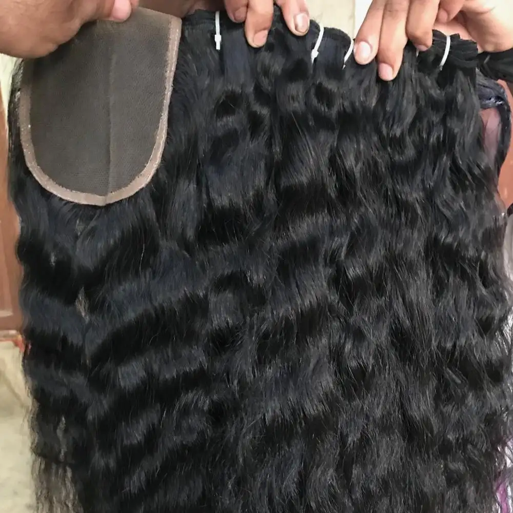 Capelli vergini grezzi del tempio di qualità garantita con chiusure e frontali capelli umani per la moda donna prezzi all'ingrosso