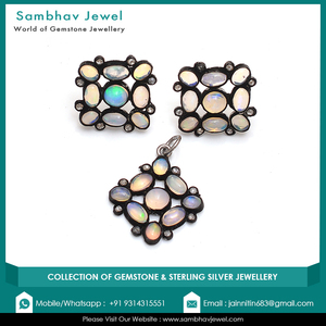 Natural Diamond 925 Sterling Silver Opal Pendant <b>Sets</b> <b>for</b> <b>Women</b> Beautiful Pendant Fashion <b>Jewelry</b> Cushion Style - Product Image 6