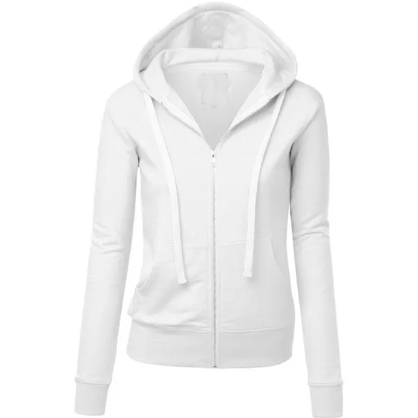 महिलाओं ज़िप अप कस्टम ऊन Hoodies सफेद hooded sweatshirt