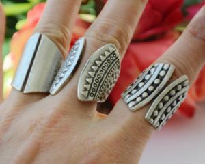 Inca Band Mexican Folk Art Jewelry étnico Unisex Silver Daily Ring - Product Image 1