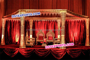 Hindu <b>Wedding</b> Traditional Mandap Set Indian <b>Wedding</b> Fiber Carved Mandap Newly Designed Four Pillars Mandap Manufacturer NEWYORK - Product Image 4
