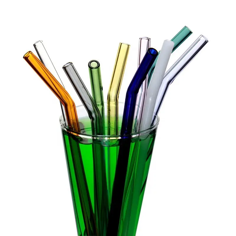 Manufacturer Bent Glass Drinking Straw Custom Made 8 Mm Glass Straw Customized Shaped Logo Eco-friendly Glass Straw All-season