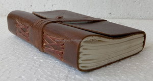 Carnet de notes vintage à couverture rigide en cuir souple marron véritable avec fermeture à sangle à rabat mignon planificateur en papier école bureau utilisation intemporelle - Product Image 2