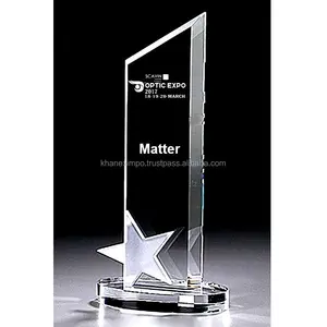 Prêmio Forma Do Troféu, Originalidade Estrelas Do Laser Crystal Clear Star com Base Gravar Fábrica Personalizado Lembrança De Esportes Índia Moderna