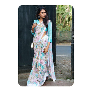 Saree de seda Banarasi para mujer con tela de lino de estilo indio Tamaño de adultos para ocasiones especiales - Product Image 1