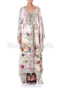 Party Wear Kaftan <b>Women</b> <b>Beach</b> <b>Cover</b> <b>up</b> Fashion Embellishment Work for <b>Women</b> Loose Fitting with Waist Belts Resort Wear Kaftan - Product Image 3