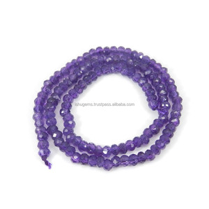 Perles rondes à facettes en améthyste naturelle Taille 5mm 15 pouces Longueur 66.80 Cts Perles de pierre précieuse bleue en vrac - Product Image 2
