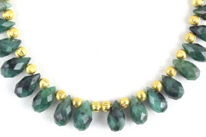 ลูกปัด Briolette ทรงหยดน้ำเหลี่ยมเพชรพลอยมรกตสีเขียวธรรมชาติ,ทำจากอัญมณี1เส้นคุณภาพสูง - Product Image 5