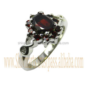 Genuine 925 Sterling Silver <b>Ring</b> Red <b>Garnet</b> Handmade Jewelry Making Gemstone Silver Eternity Vermeil <b>Rings</b> - Product Image 2