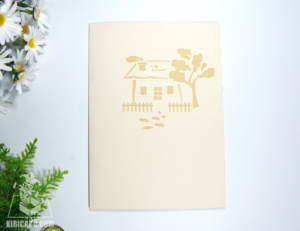 3d nouveau design bleu maison réchauffement carte pop up découpe laser carte d'invitation carte de voeux impression personnalisée artisanat - Product Image 4