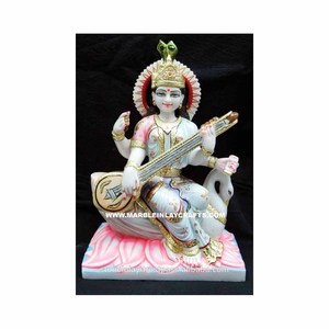 Estatua de Saraswati Maa hecha a mano en mármol - Product Image 1