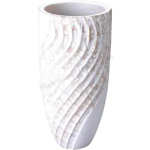 优雅设计实木白色水洗家居装饰花瓶支架独特的个人礼品用途印度散装出口商