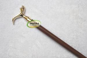 Bastón de madera hecho a mano hermoso y de diseñador de calidad extrema con trabajo de incrustaciones de latón Recién llegado - Product Image 3