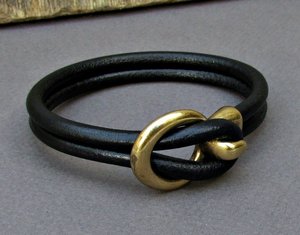 Handmade Magic Mens Leather <b>Bracelet</b> Leather Men <b>Bracelet</b> Cuff Brown Black - Product Image 1
