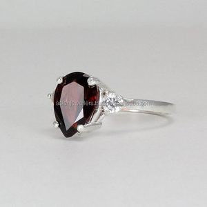 Anillo de Plata de Ley 925 hecho a mano, piedras preciosas CZ granate Natural, anillo de apilamiento clásico para fiesta, joyería de plata artesanal elegante - Product Image 2