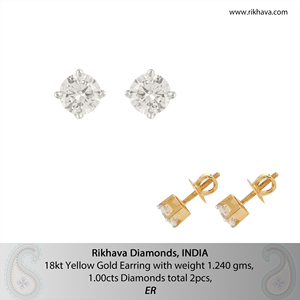 Ensemble de boucles d'oreilles élégantes en or jaune 18 carats avec diamant pour femmes Boucles d'oreilles luxueuses en diamant - Product Image 6