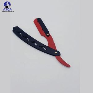 Rasoirs de barbier en acier inoxydable en gros pour le rasage Rouge et noir avec étui en cuir pour l'entretien de la barbe - Product Image 2