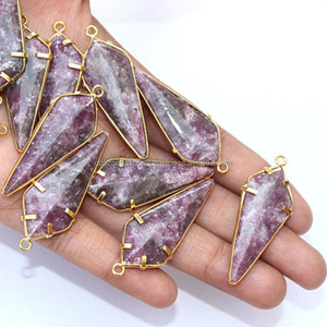 Lepidolite Arrowhead 925 Silver Pendant & Charm Fine Fashion Jewelry with Gold Bezel for Party Occasions Enhanced Gold Plating - Product Image 6
