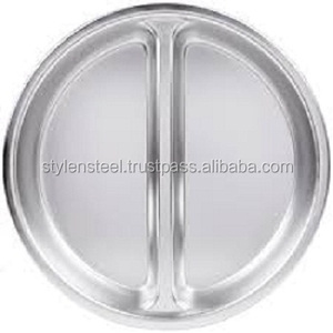 Assiette alimentaire ovale en acier inoxydable à 2 compartiments Plateau ovale Plateau alimentaire à 2 compartiments Plateau de service à compartiments ovales - Product Image 2