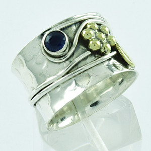 Bague en argent sterling 925 faite à la main avec pierre saphir Smart Look grossiste Inde - Product Image 2