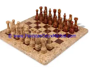 파키스탄 공급 업체 최고의 디자인 오닉스 체스 세트 손 조각 그림 포장 상자