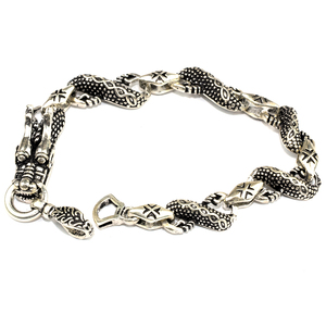 Pulsera de plata de primera ley con forma de dragón para mujer, brazalete, plata esterlina 925, color liso, oxidado, hecho a mano - Product Image 1