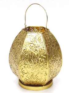 HOME DECORATION ANTIQUE FILIGREE ROUND GOLD HURRICANE LANTERN - Product Image 6