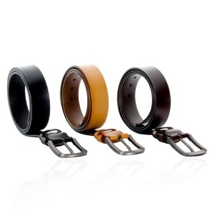 Cinturón de cuero de vaca auténtico con hebilla deportiva para hombre, Cinturón de piel auténtica con logotipo personalizado OEM - Product Image 2