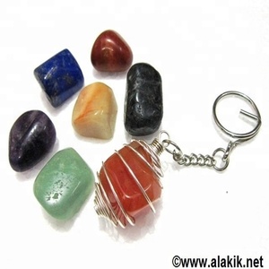 Vente en gros Alakik Ensemble de porte-clés en pierre Feng Shui Chakra culbutant faits à la main et respectueux de l'environnement - Product Image 5