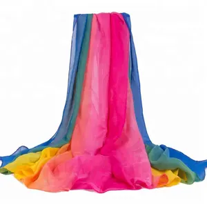 dyed style silk chiffon material large size women ombre color scarf