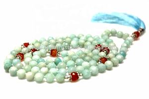 สร้อยคอลูกปัดหินอเมซอน108เม็ด,สร้อยคอลูกปัดมาลาสำหรับศิลปินชาวอินเดียแฮนด์เมด - Product Image 2