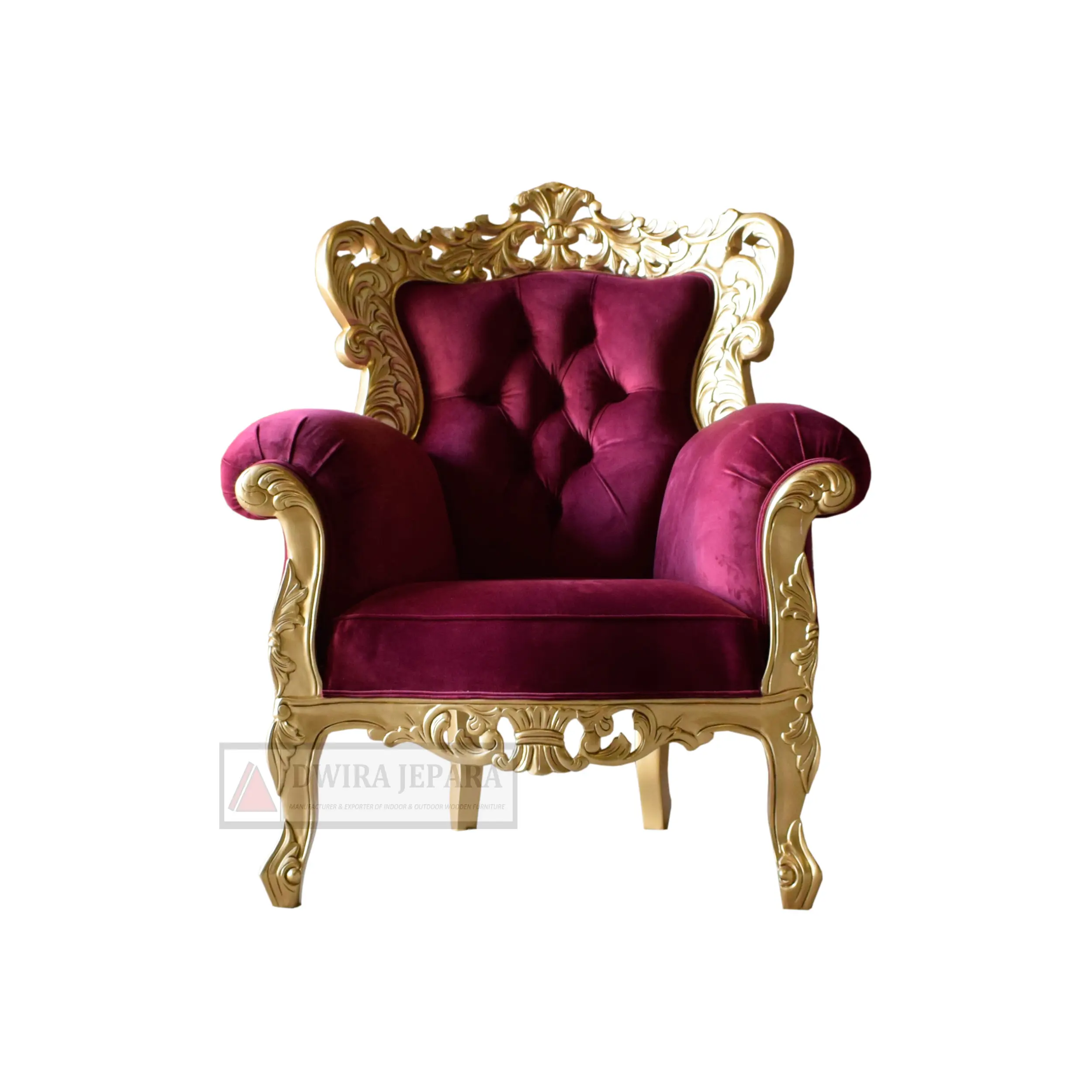 Living Room Furniture - Classic Wooden Furniture Bordeaux Single Sofa Baroque Style