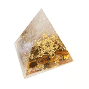 Cristal d'orgone Pyramide d'oeil de tigre Ange Aura Pyramide Orgonite reiki heling cristal pierre précieuse Protection Grossiste Approvisionnement - Product Image 2