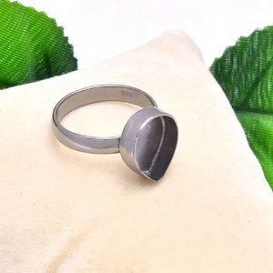 Pear Shape Black Ruthenium <b>Plain</b> <b>Ring</b> Finding Handmade Solid Sterling Silver Jewelry Manufacturer Wholesaler CASA DE PLATA - Product Image 5
