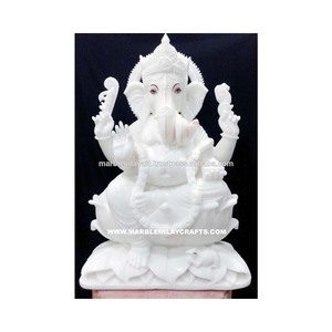 White Marble Ganesha Statues - Product Image 1