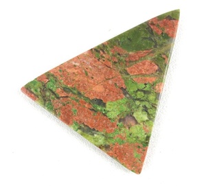 หินอัญมณีธรรมชาติ <span class=keywords><strong>Unakite</strong></span> Jasper,อัญมณีทรงหลวม85กะรัตรูปทรงสามเหลี่ยมเรียบ
