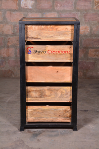 Grande commode industrielle vintage en vrac, grande commode de rangement, tiroirs en bois, coffre en métal pour la maison, le salon ou les meubles d'hôtel, vente en gros en gros - Product Image 5